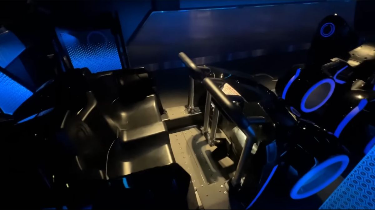 The Lightrover Modified Seats give extra legroom for riders on Tron Lightcycle Run